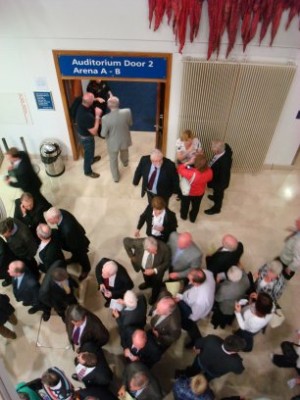 Members going into the Waterfront auditorium