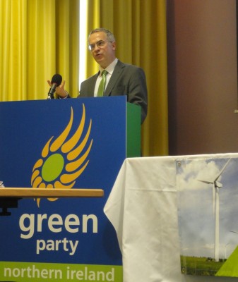 Environment Minister Alex Attwood speaking at Green Party conference