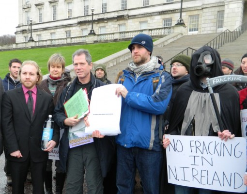 No Fracking petition outside Parliament Buildings