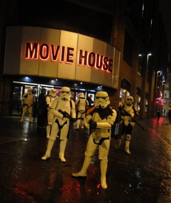 Stormtroopers gathering outside Dublin Road Movie House