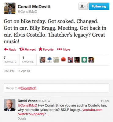 Conall McDevitt tweet David Vance reply