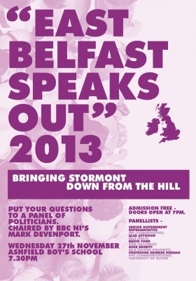 East Belfast Speaks Out Nov 2013 poster