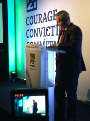 John McCallister delivering deputy leader speech at NI21's inaugural conference