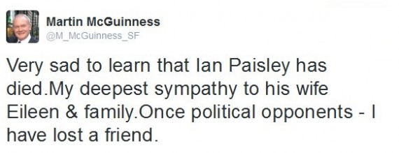 Tweet by Martin McGuinness, Deputy First Minister