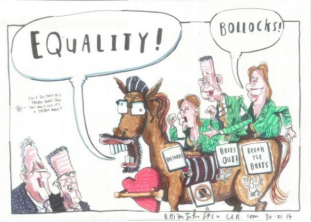 Gerry Adams trojan horse, cartoon, Brian John Spencer