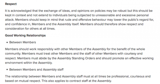 NI Assembly Code of Conduct