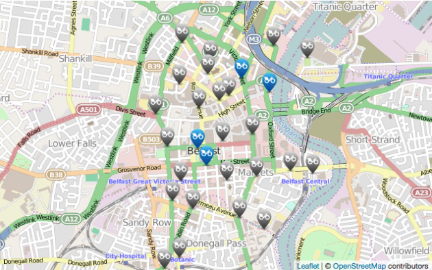 Belfast Bikes phase 1 sites