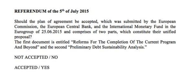 Greek Referendum Question 5 July 2015