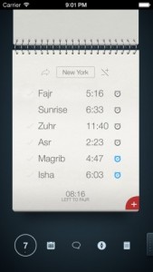 Screen grab from the app "Salat Times for iPhone".