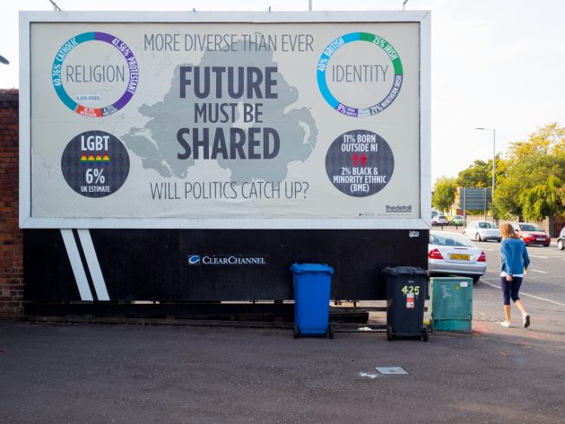 Future Must Be Shared billboard @TheDetailTV. Conference: One Place - Many People, Community Relations Council, Stormont Hotel, Belfast, Northern Ireland. @NI_CRC #CRWeek15