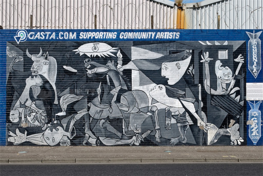 A recreation of Picasso's Guernica. Lower Falls, West Belfast.