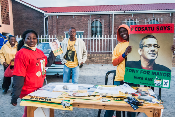 ANC activists campaign in one of their Cape Town strongholds, Gugulethu, in 2011.