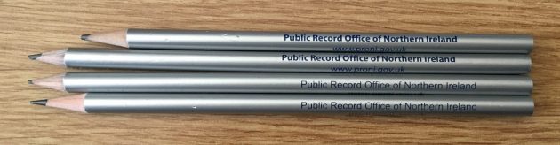 Public Records Office of Northern Ireland (PRONI) branded pencils - photo by Alan Meban