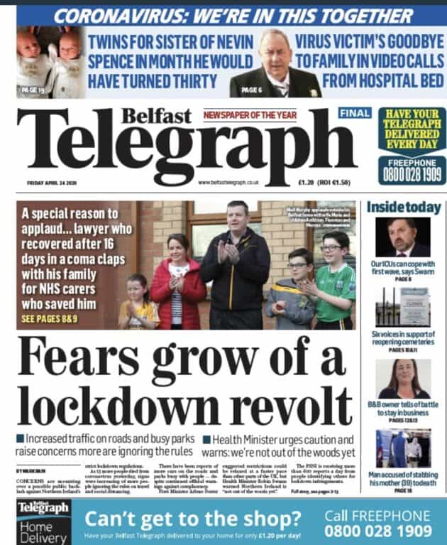 Belfast Telegraph COVID coverage