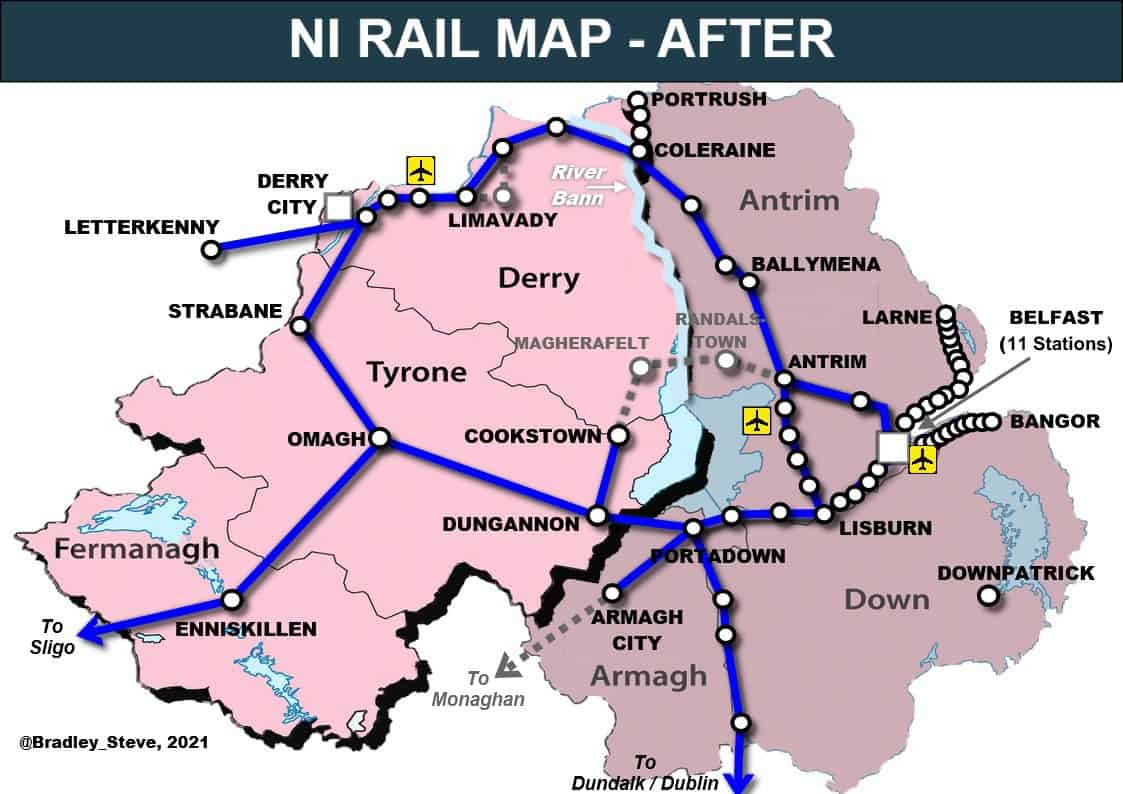 Northern Ireland Railways Map Tackling Northern Ireland's Infrastructure Apartheid – Part 2, The  Solution… – Slugger O'toole