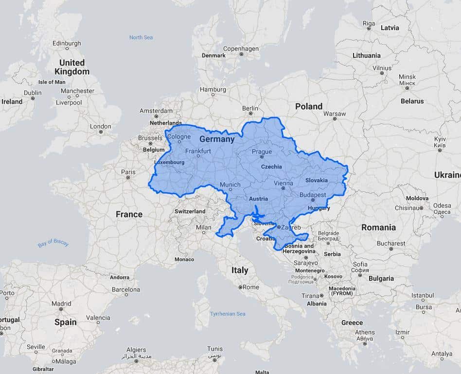 The real size of Ukraine over Europe : r/europe