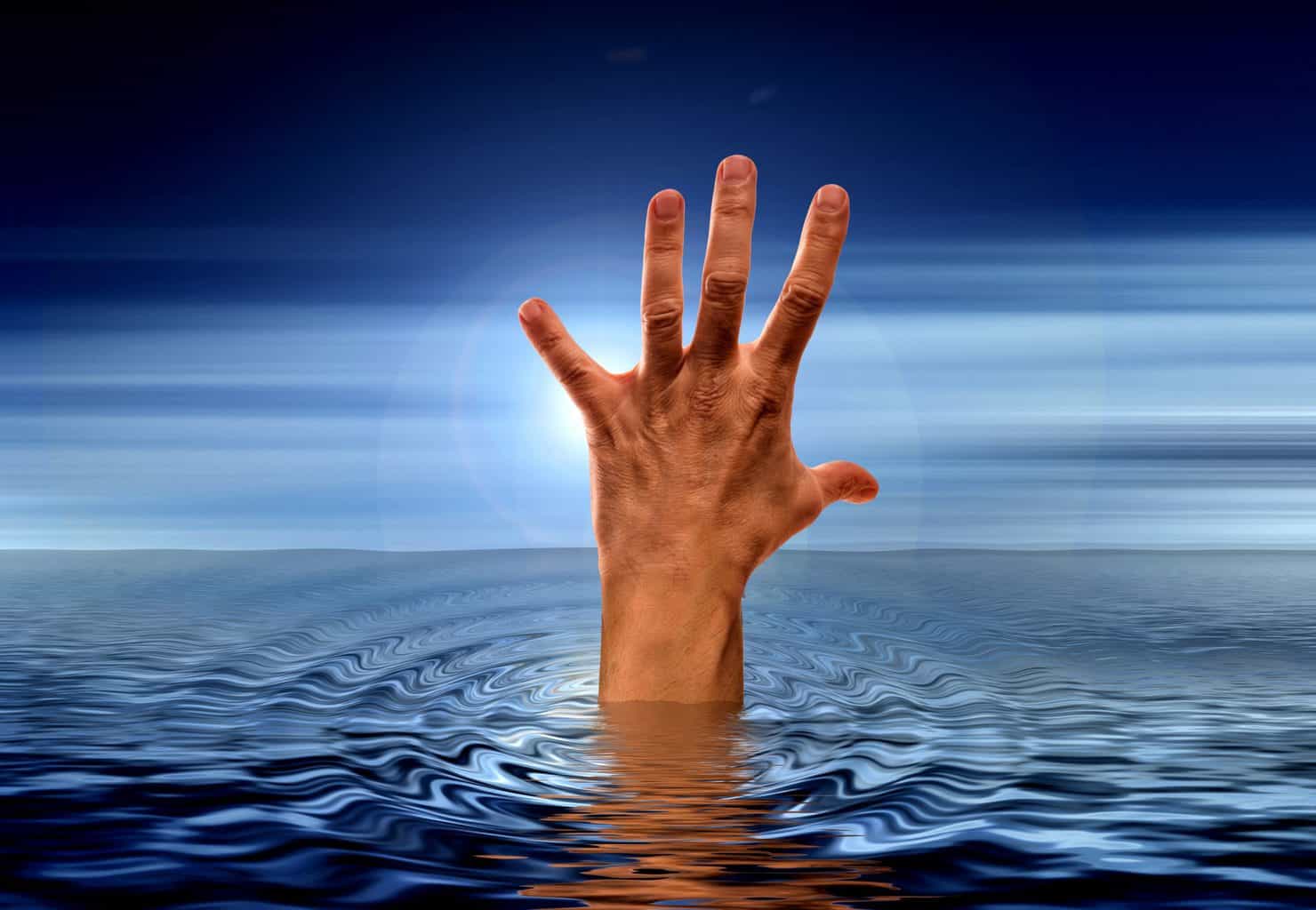 hand, sea, water