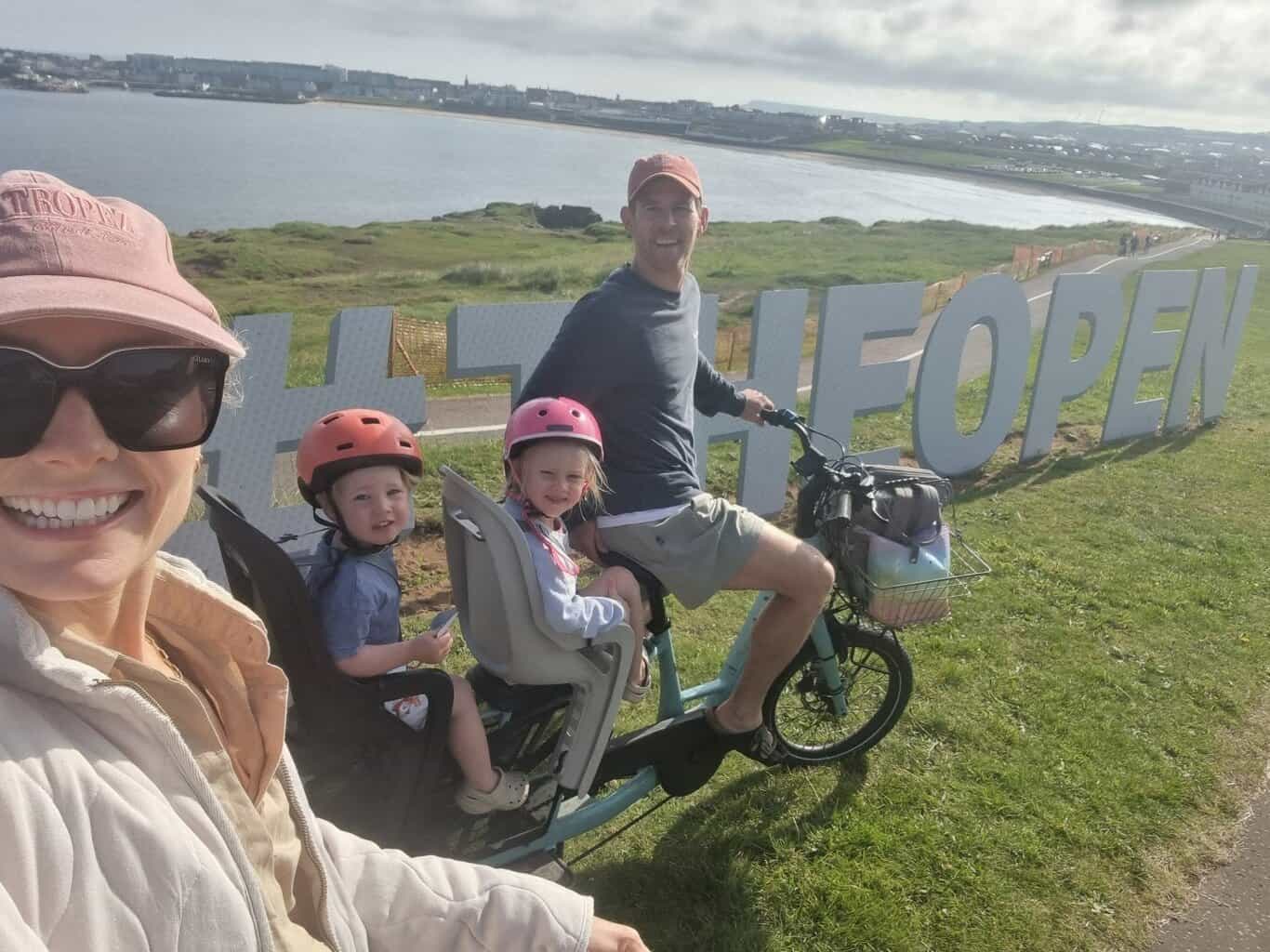 Northern Ireland lead at Cycling UK, Andrew McClean and his family pose for a picture on their bikes.