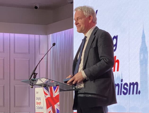 Reform UK MP Danny Kruger speaking at TUV 2026 conference