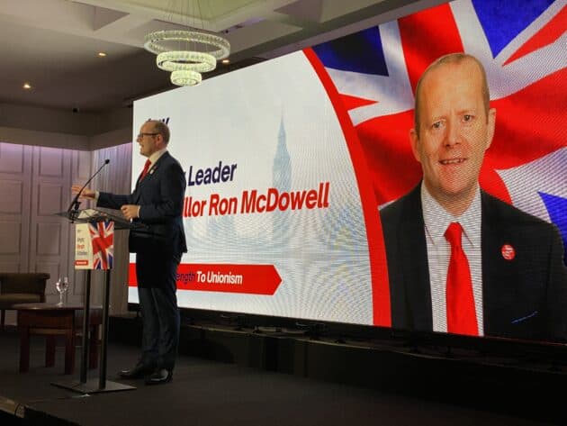 TUV deputy leader Ron McDowell at 2026 conference