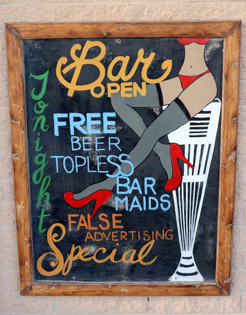 Bar open tonight, free beer, topless bar maids special.
